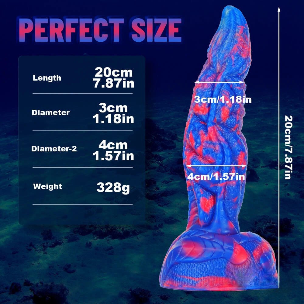 Multicolor dragon scale fantasy silicone dildo, photo 4