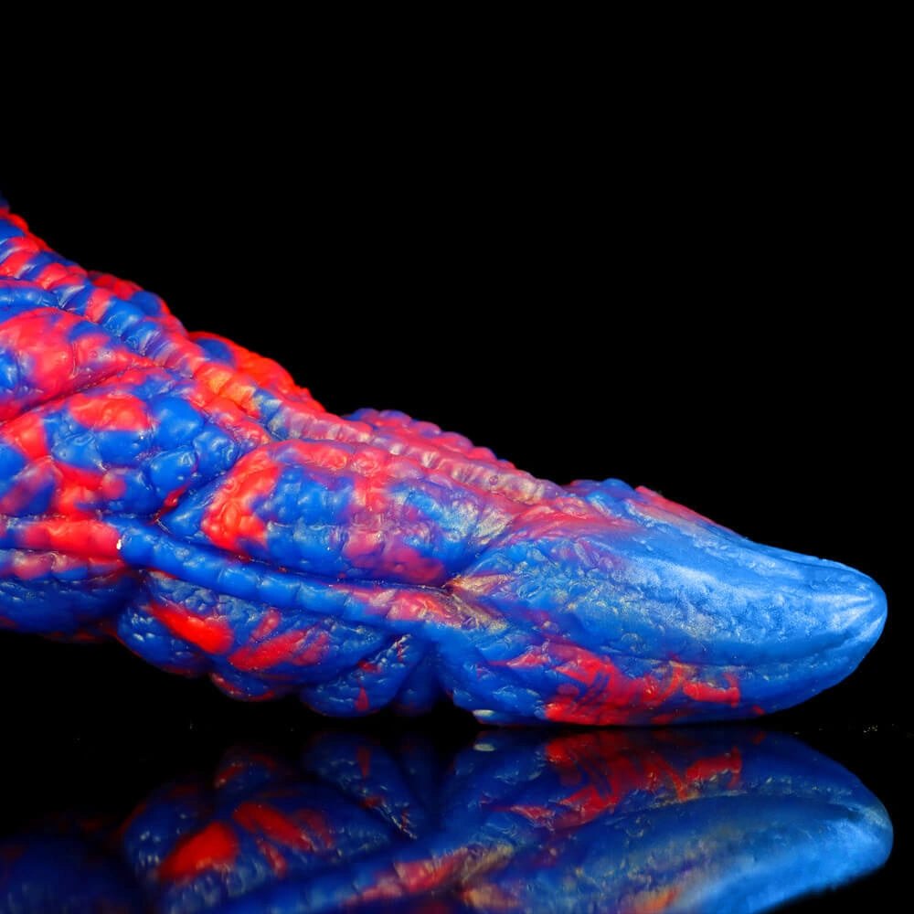 Multicolor dragon scale fantasy silicone dildo, photo 9