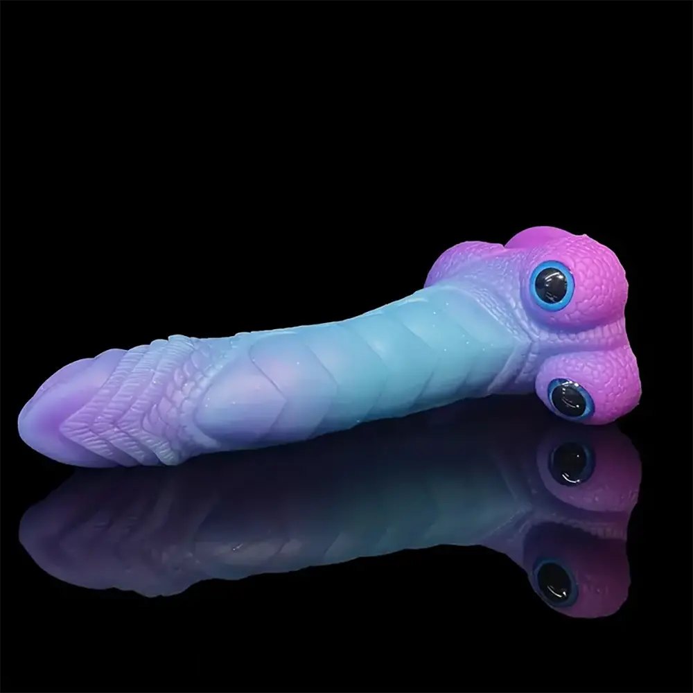 Pink and blue dragon scale fantasy dildo, photo 2