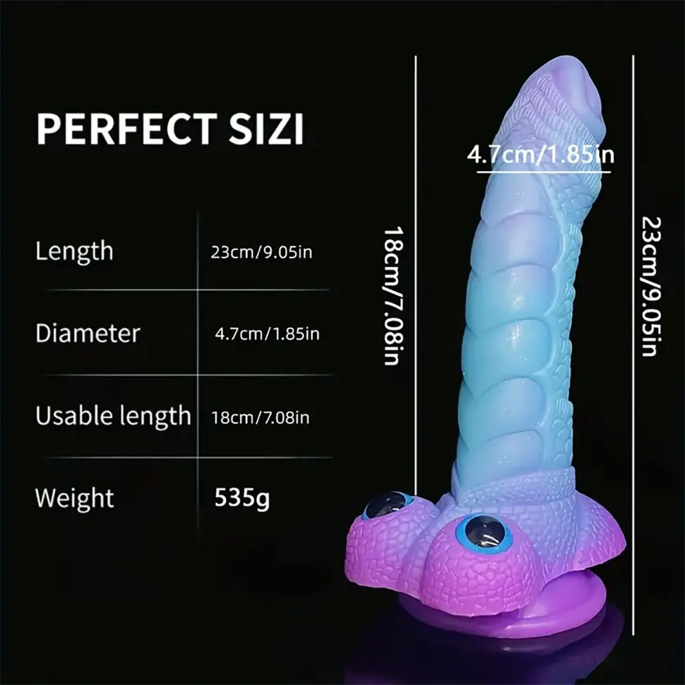 Pink and blue dragon scale fantasy dildo, photo 4