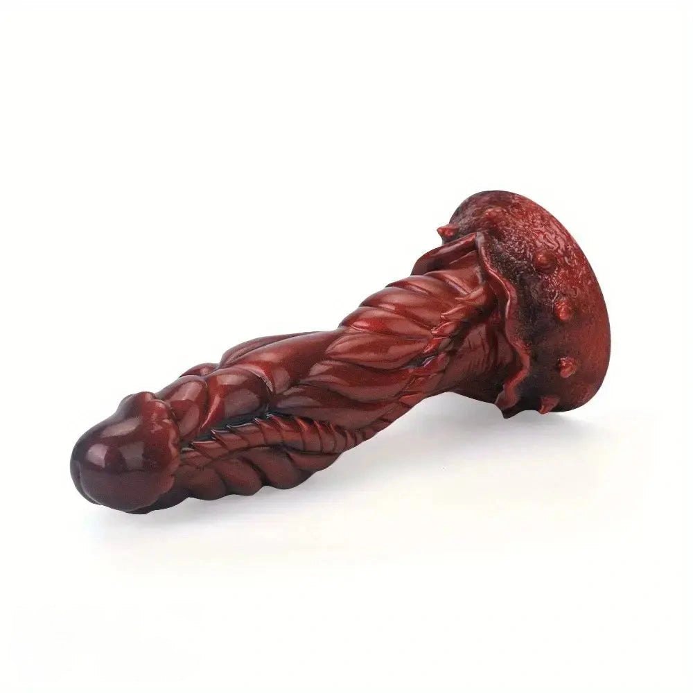 Red dragon scale silicone fantasy dildo, photo 11