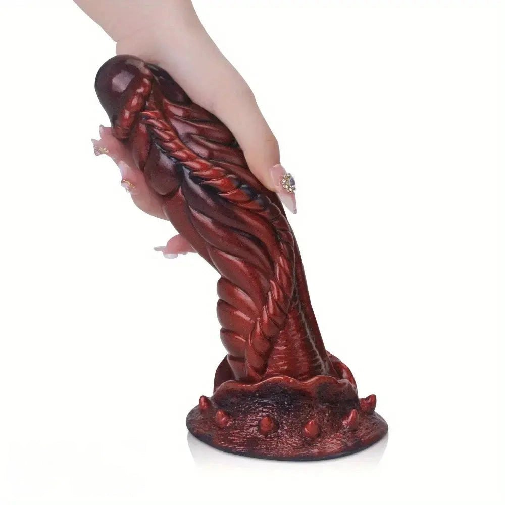 Red dragon scale silicone fantasy dildo, photo 14