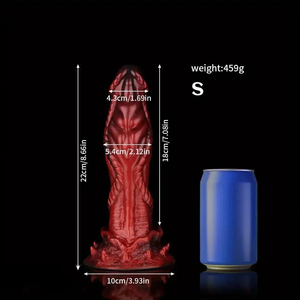 Red dragon scale silicone fantasy dildo, photo 15