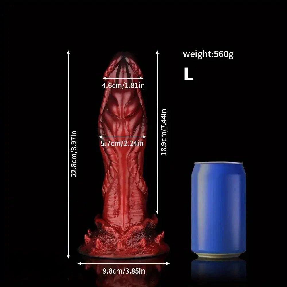 Red dragon scale silicone fantasy dildo, photo 16