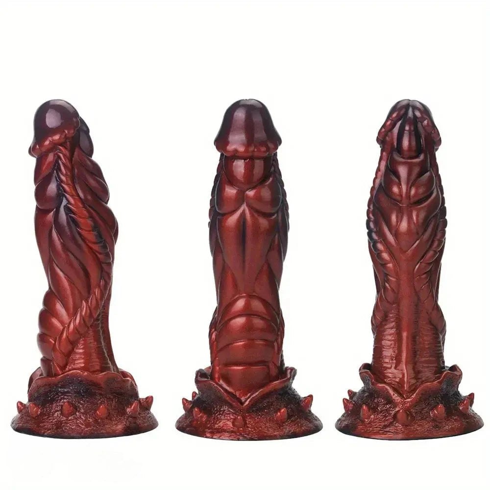 Red dragon scale silicone fantasy dildo, photo 3
