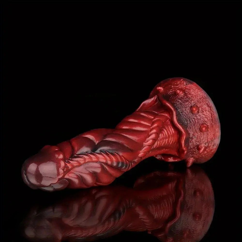 Red dragon scale silicone fantasy dildo, photo 4