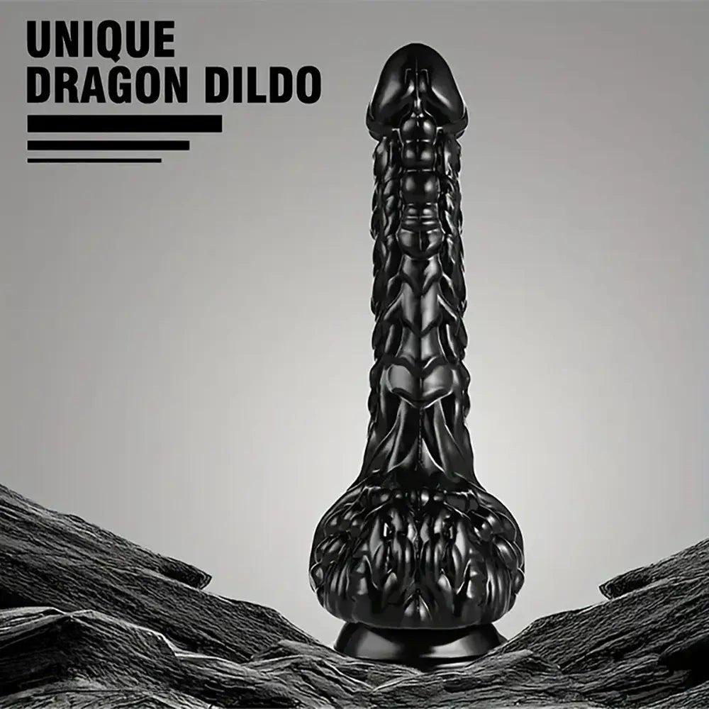 Black dragon scale fantasy dildo, photo 1