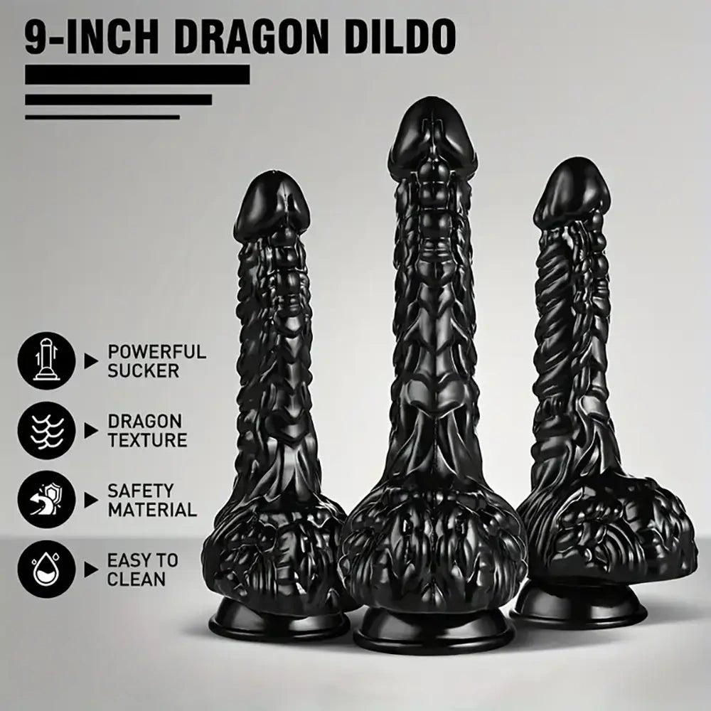 Black dragon scale fantasy dildo, photo 4