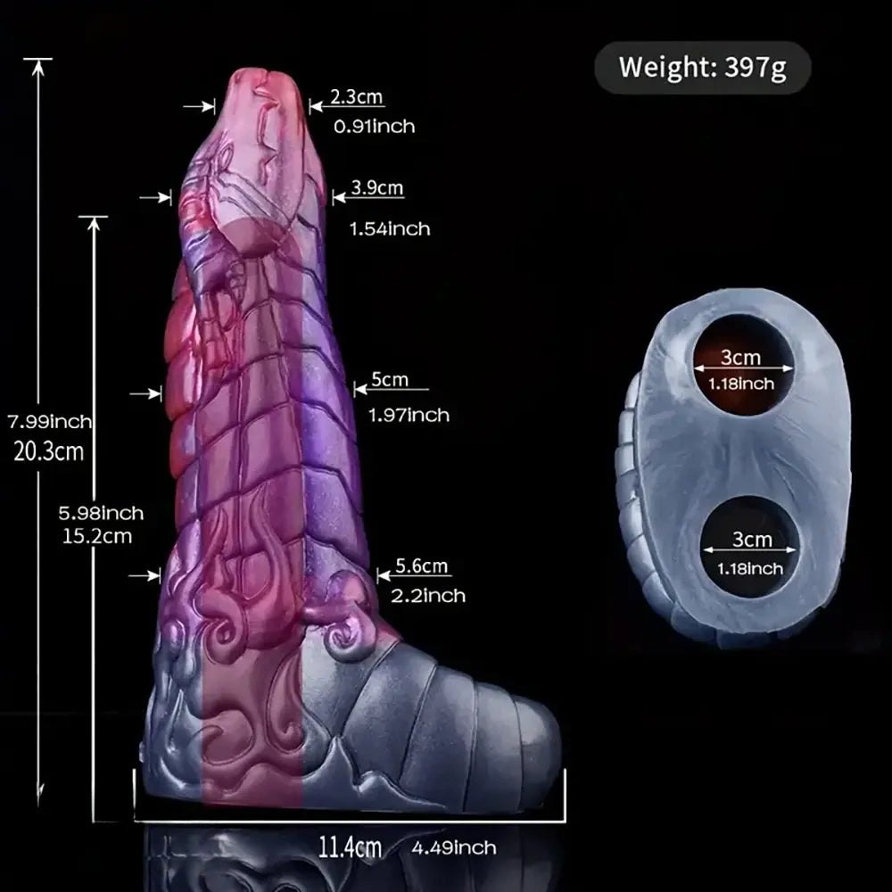 Dragon scale ombre fantasy silicone dildo, photo 10