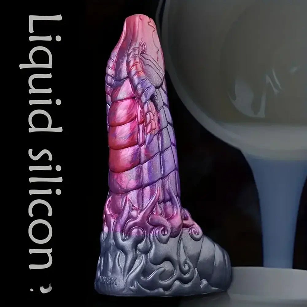 Dragon scale ombre fantasy silicone dildo, photo 11