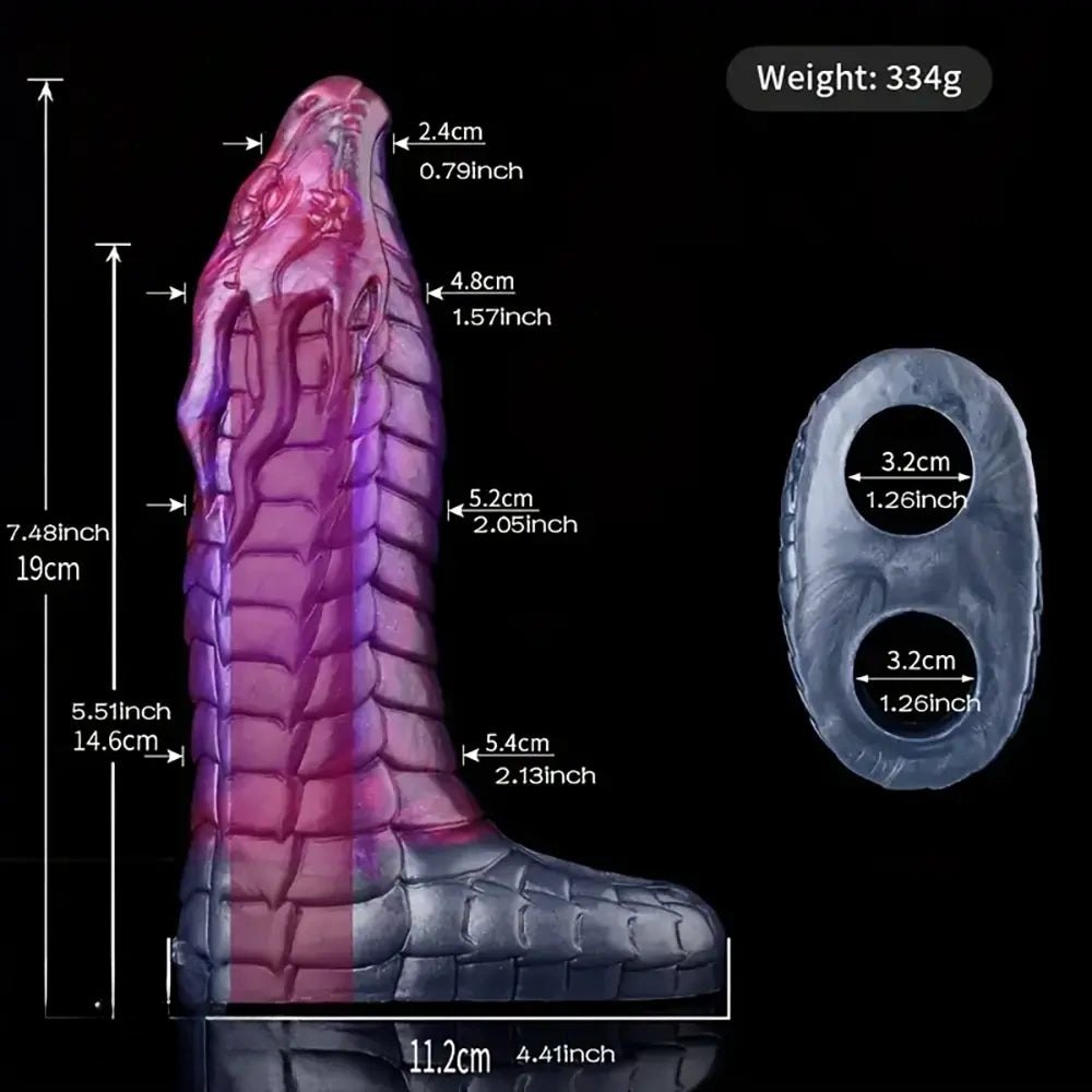 Dragon scale ombre fantasy silicone dildo, photo 12