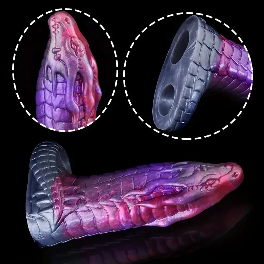 Dragon scale ombre fantasy silicone dildo, photo 13