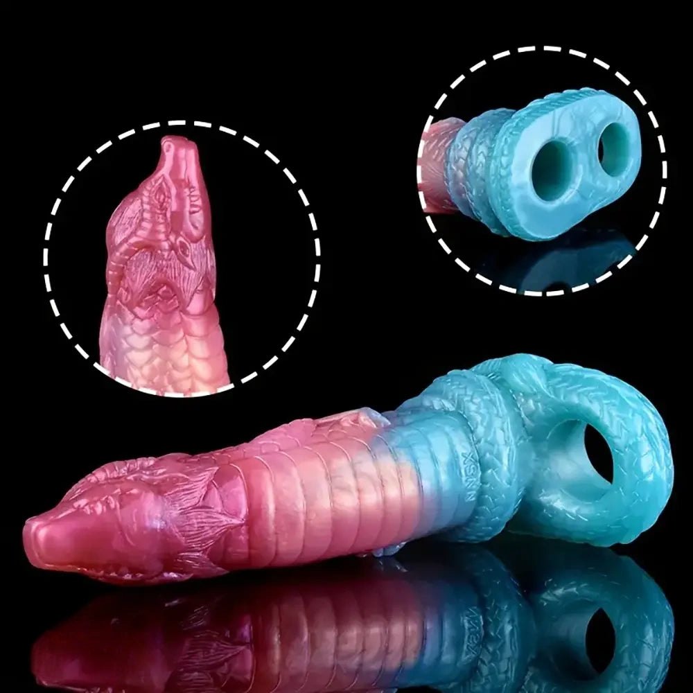 Dragon scale ombre fantasy silicone dildo, photo 4