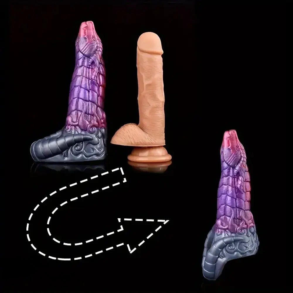 Dragon scale ombre fantasy silicone dildo, photo 5