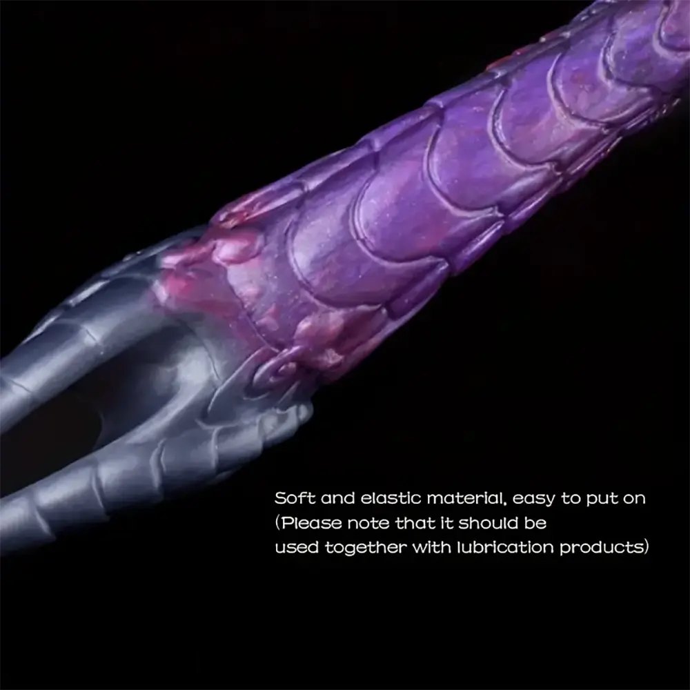 Dragon scale ombre fantasy silicone dildo, photo 6