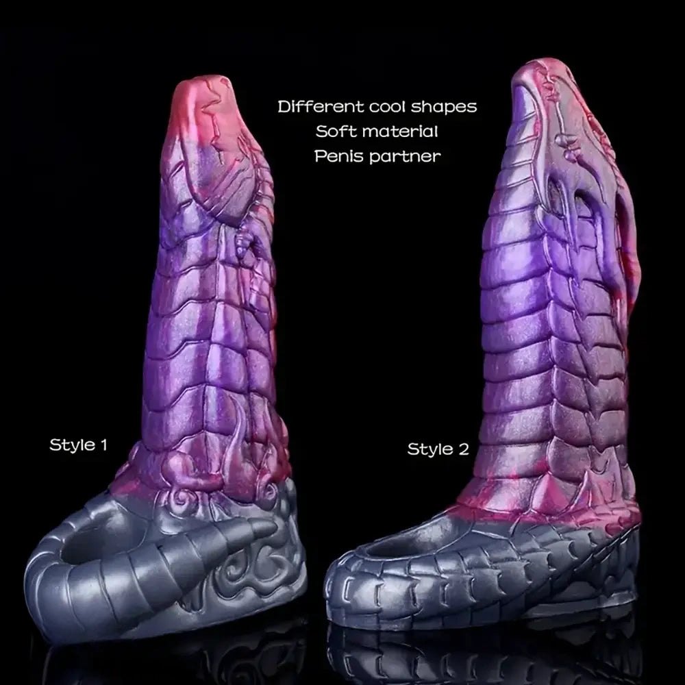 Dragon scale ombre fantasy silicone dildo, photo 9