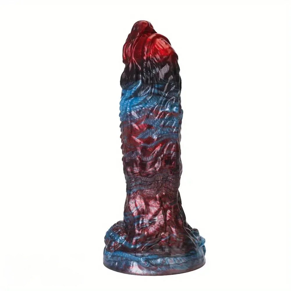 Red blue dragon scale fantasy dildo, photo 1