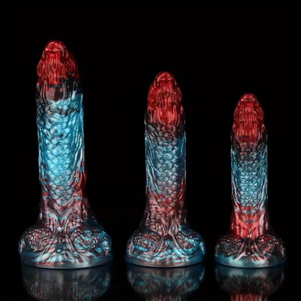 Red blue dragon scale fantasy dildo, photo 10