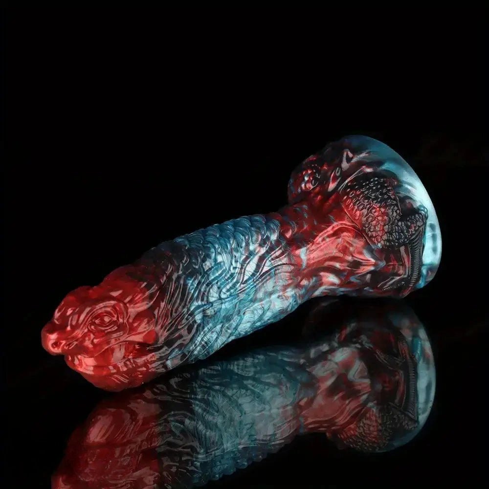 Red blue dragon scale fantasy dildo, photo 11