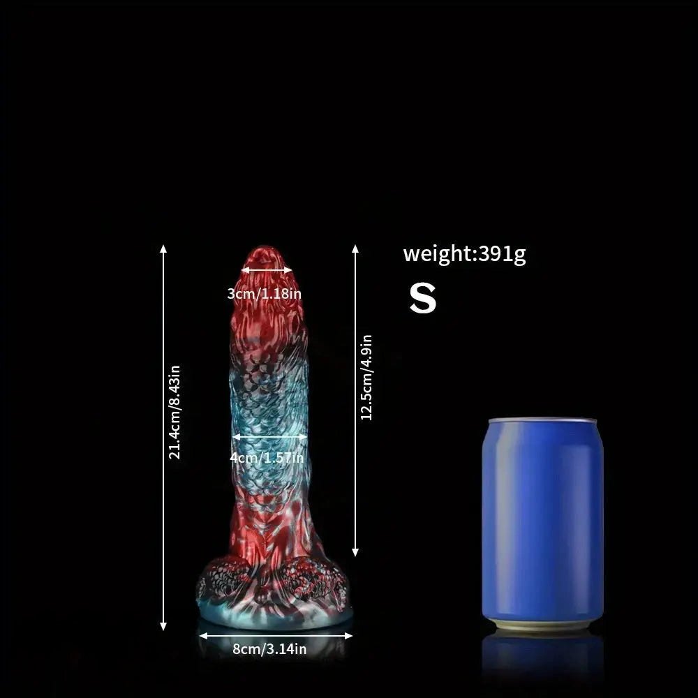 Red blue dragon scale fantasy dildo, photo 14