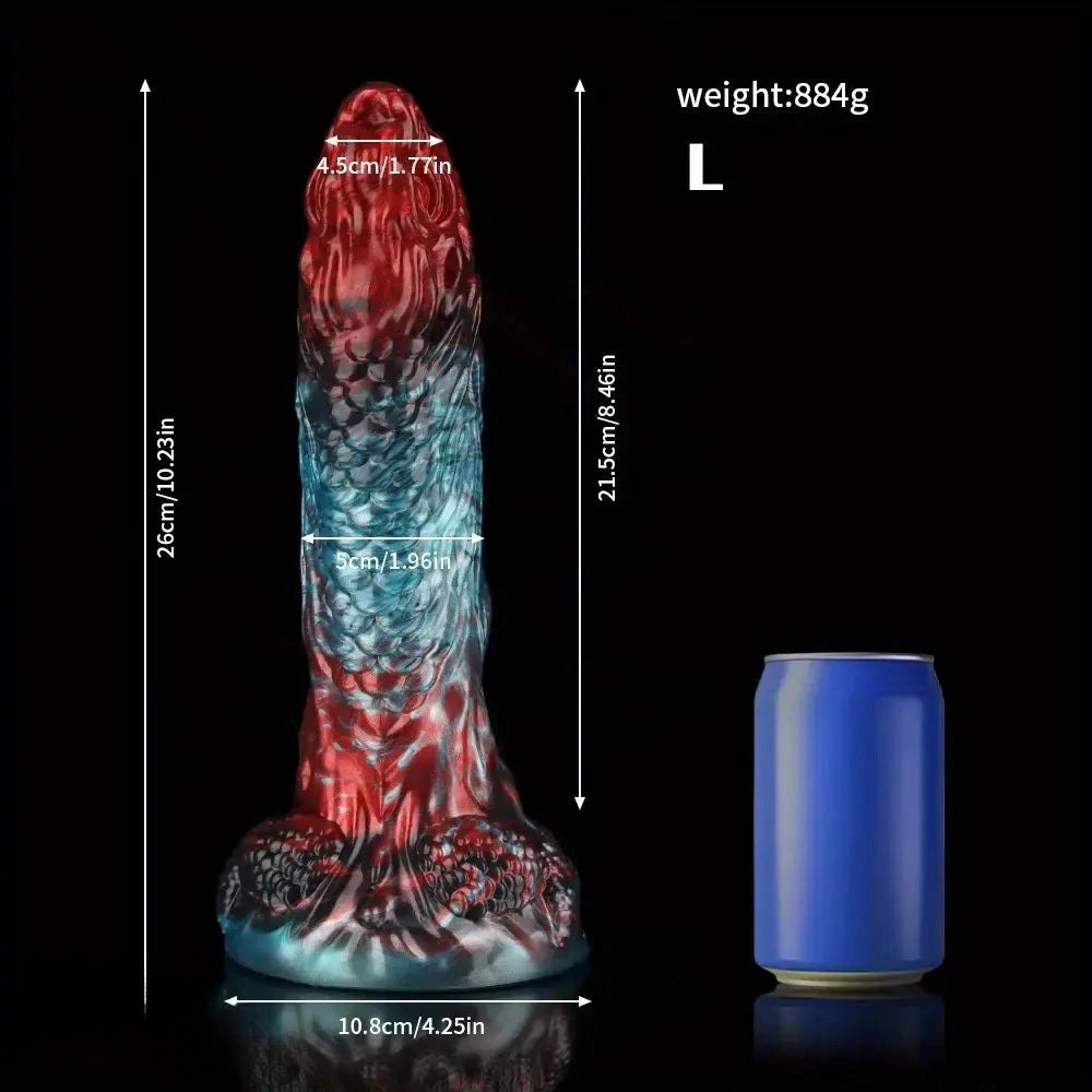Red blue dragon scale fantasy dildo, photo 16