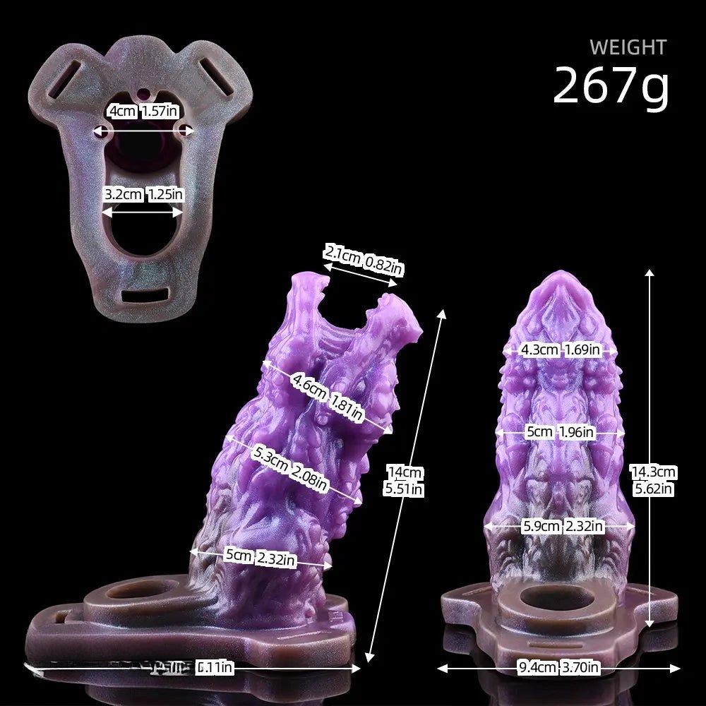 Purple dragon scale silicone fantasy dildo, photo 4
