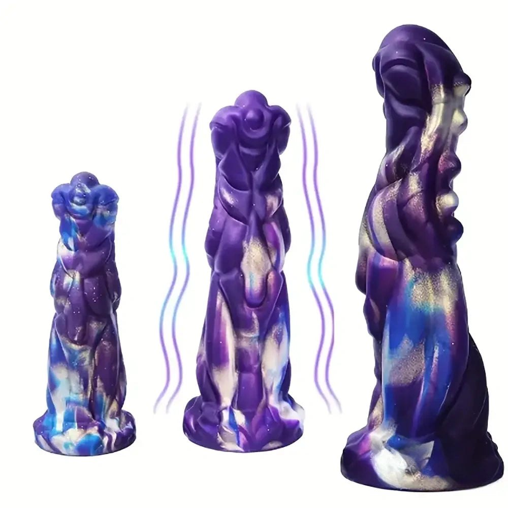 Colorful dragon scale fantasy silicone dildo, photo 2