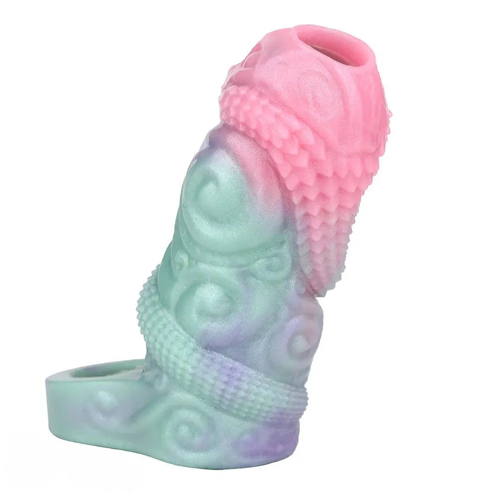Mixed pastel dragon scale silicone fantasy sleeve, photo 4