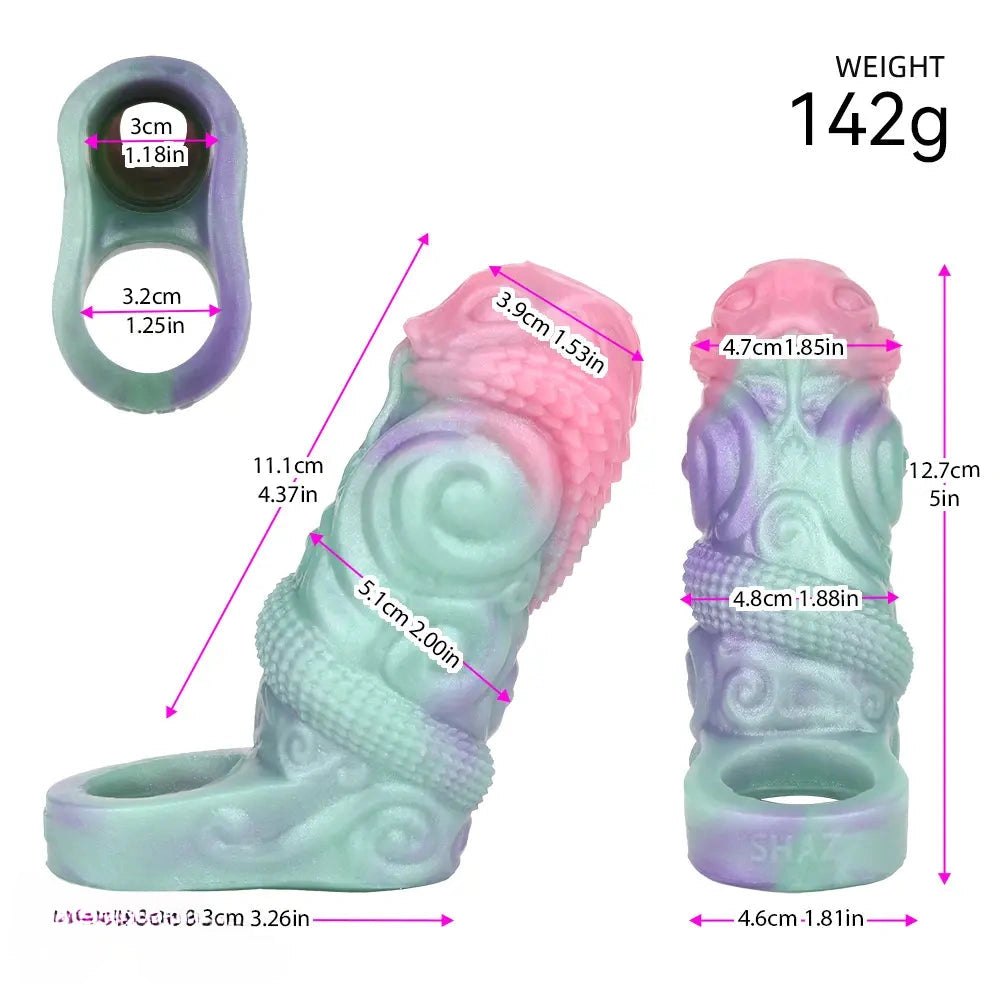 Mixed pastel dragon scale silicone fantasy sleeve, photo 9