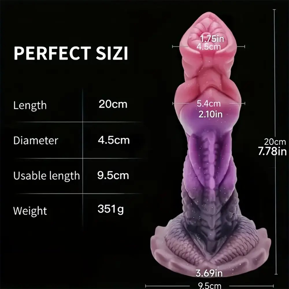 Colorful dragon scale fantasy silicone dildo, photo 4
