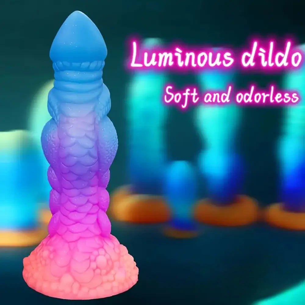 Colorful silicone dragon scale fantasy dildo, photo 3