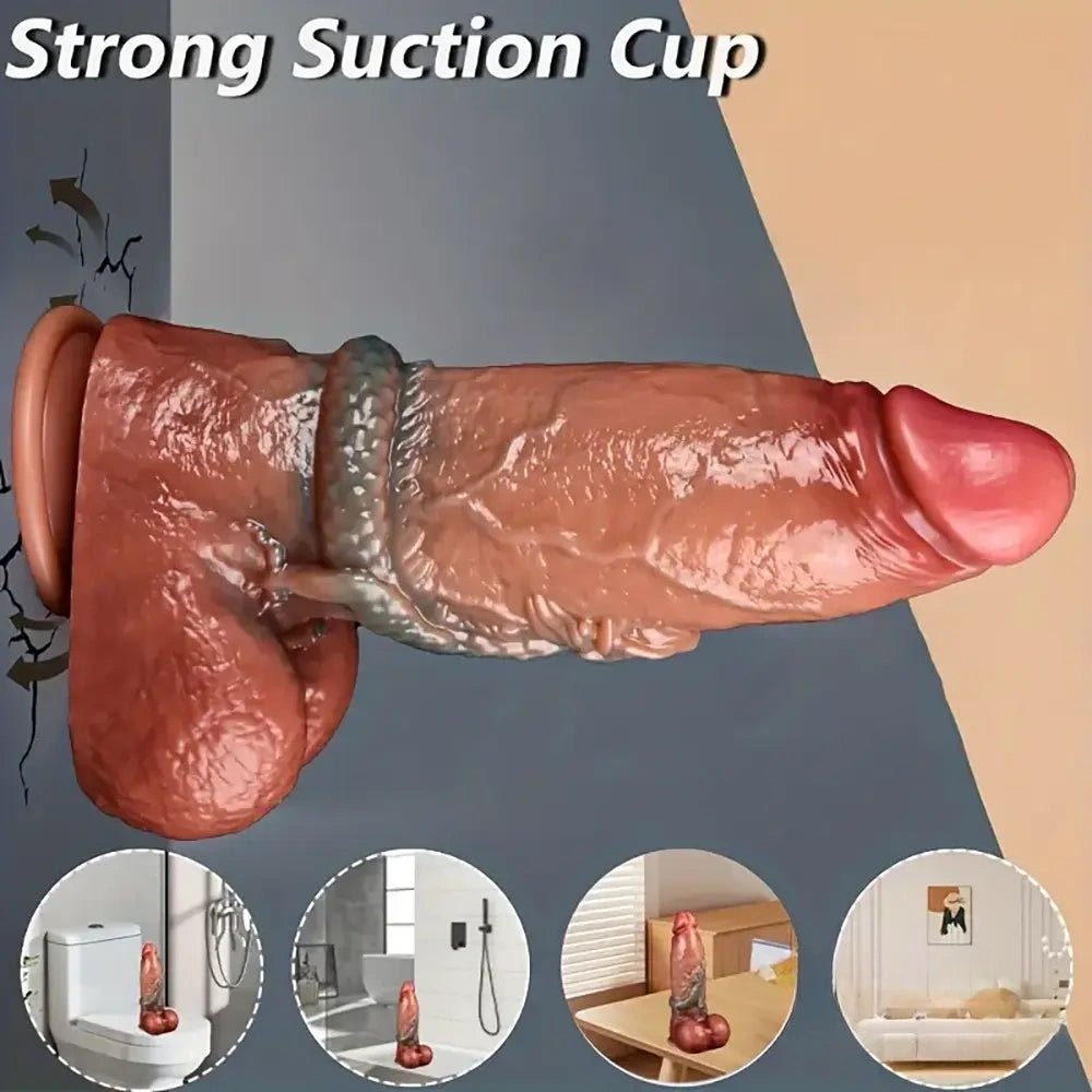 Flesh dragon carved silicone fantasy dildo, photo 2