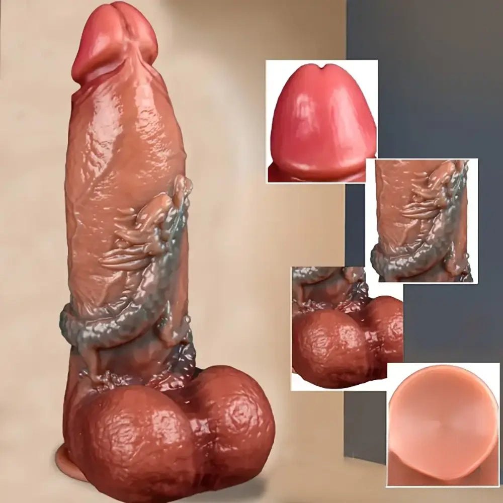 Flesh dragon carved silicone fantasy dildo, photo 5