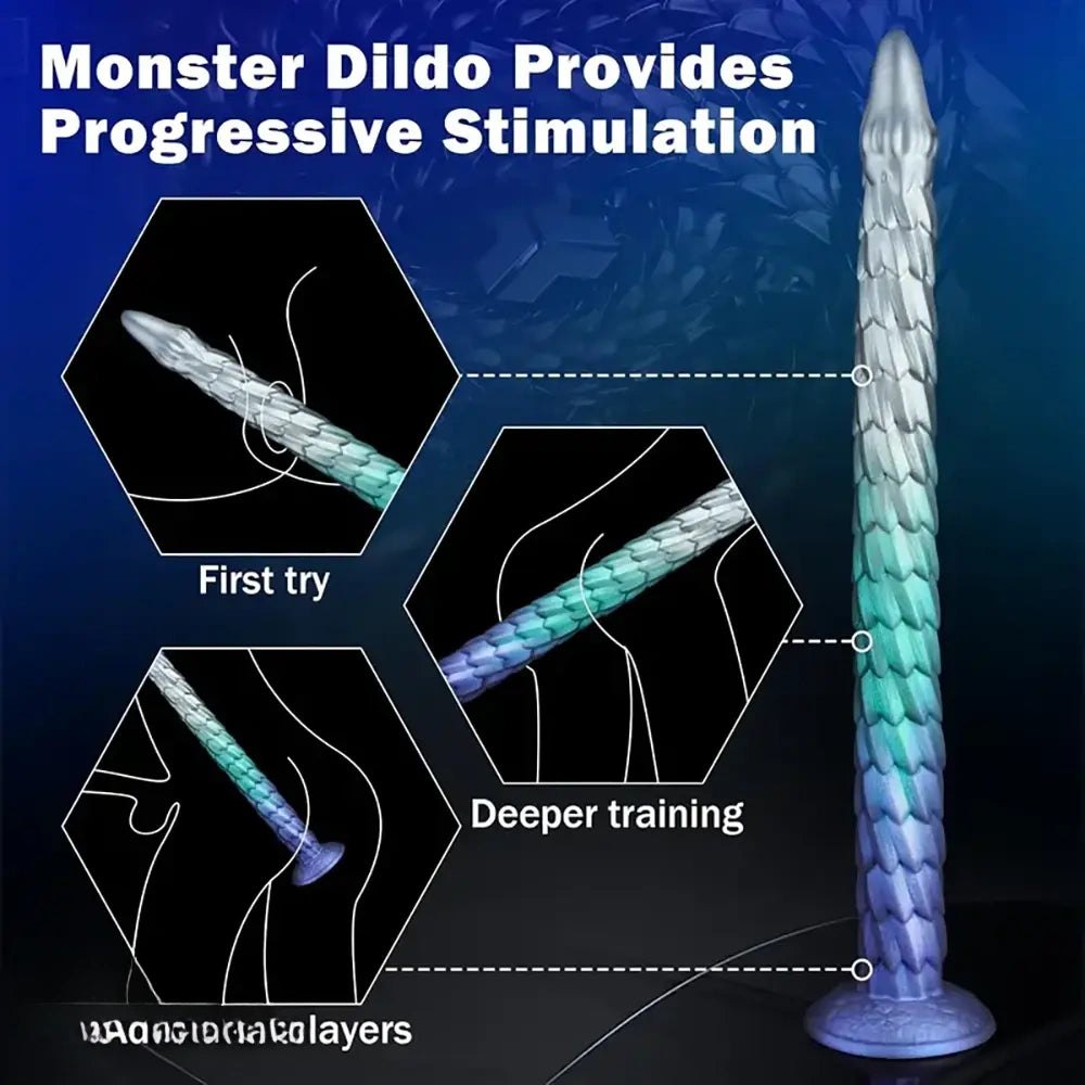 Mixed color dragon scale fantasy dildo, photo 3