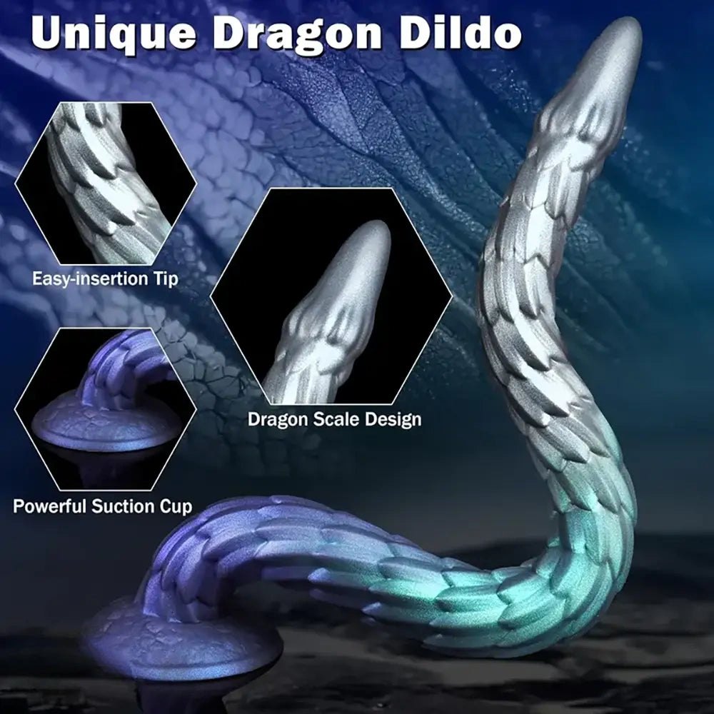 Mixed color dragon scale fantasy dildo, photo 4