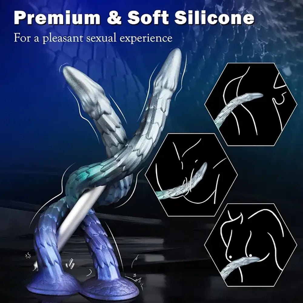 Mixed color dragon scale fantasy dildo, photo 5