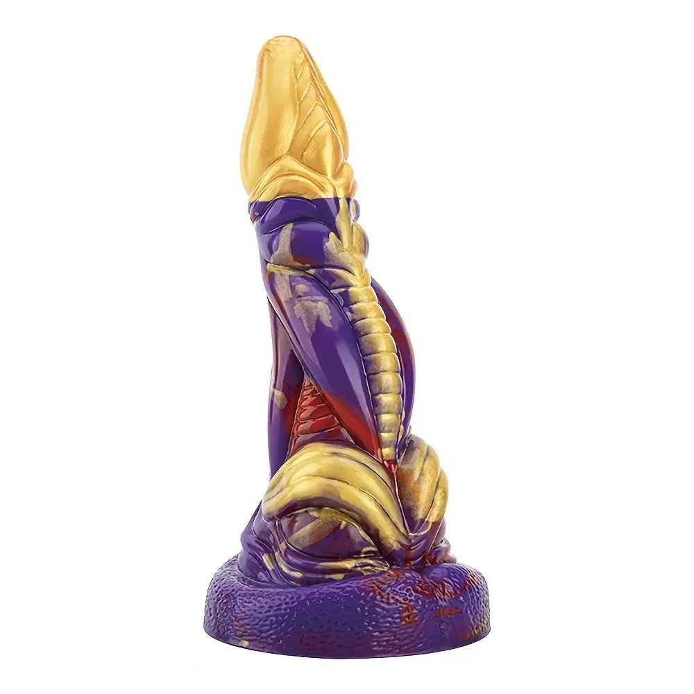 Purple and gold dragon scale silicone fantasy dildo, photo 1