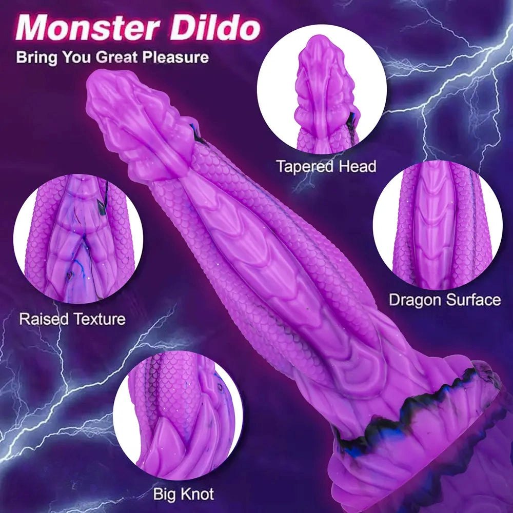Mixed color dragon scale fantasy dildo, photo 10