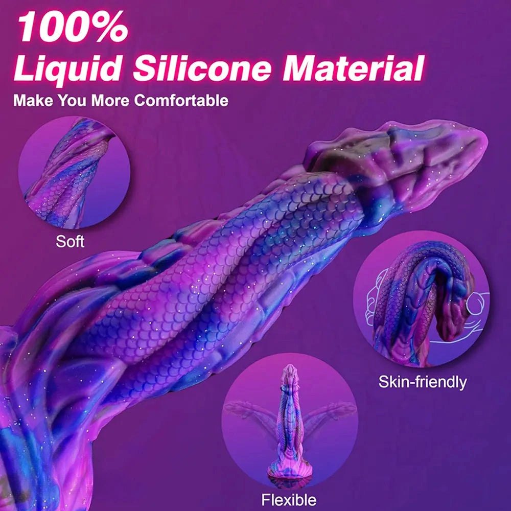 Mixed color dragon scale fantasy dildo, photo 14
