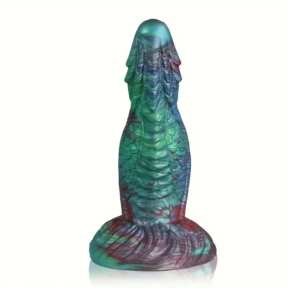 Teal and purple dragon scale fantasy dildo, photo 1