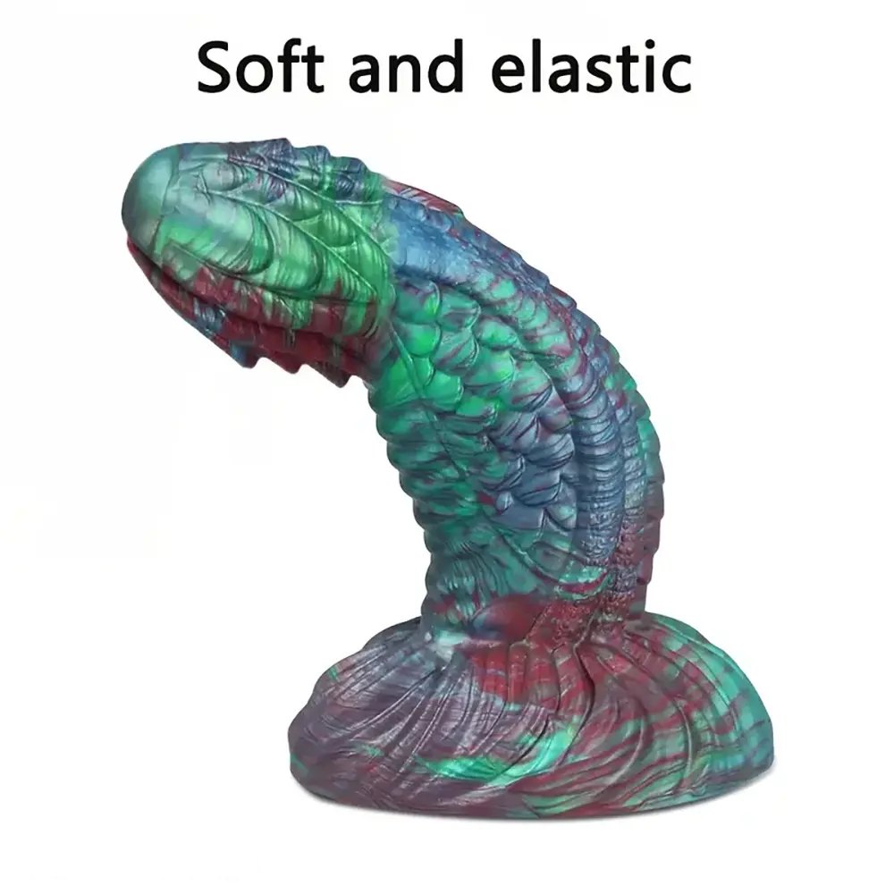 Teal and purple dragon scale fantasy dildo, photo 2