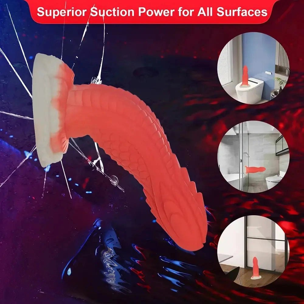 Red dragon scale silicone fantasy dildo, photo 2