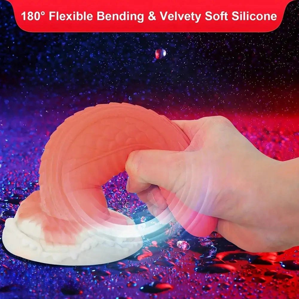 Red dragon scale silicone fantasy dildo, photo 3