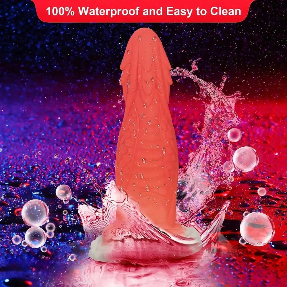 Red dragon scale silicone fantasy dildo, photo 4