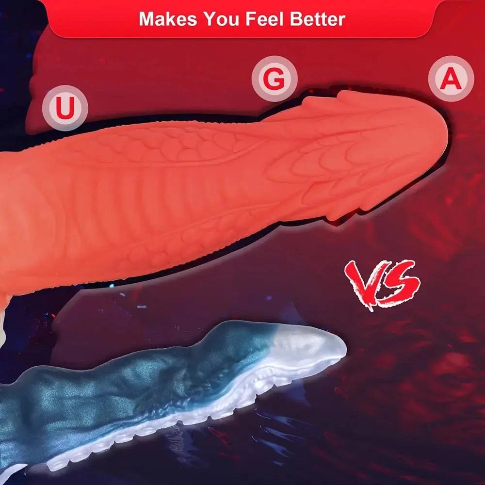 Red dragon scale silicone fantasy dildo, photo 5