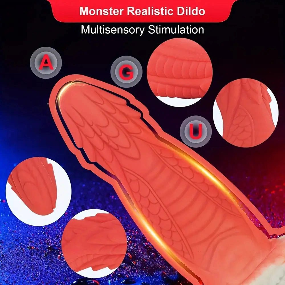 Red dragon scale silicone fantasy dildo, photo 6
