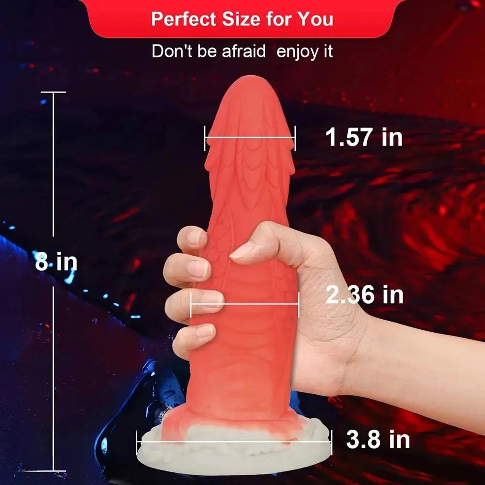 Red dragon scale silicone fantasy dildo, photo 7
