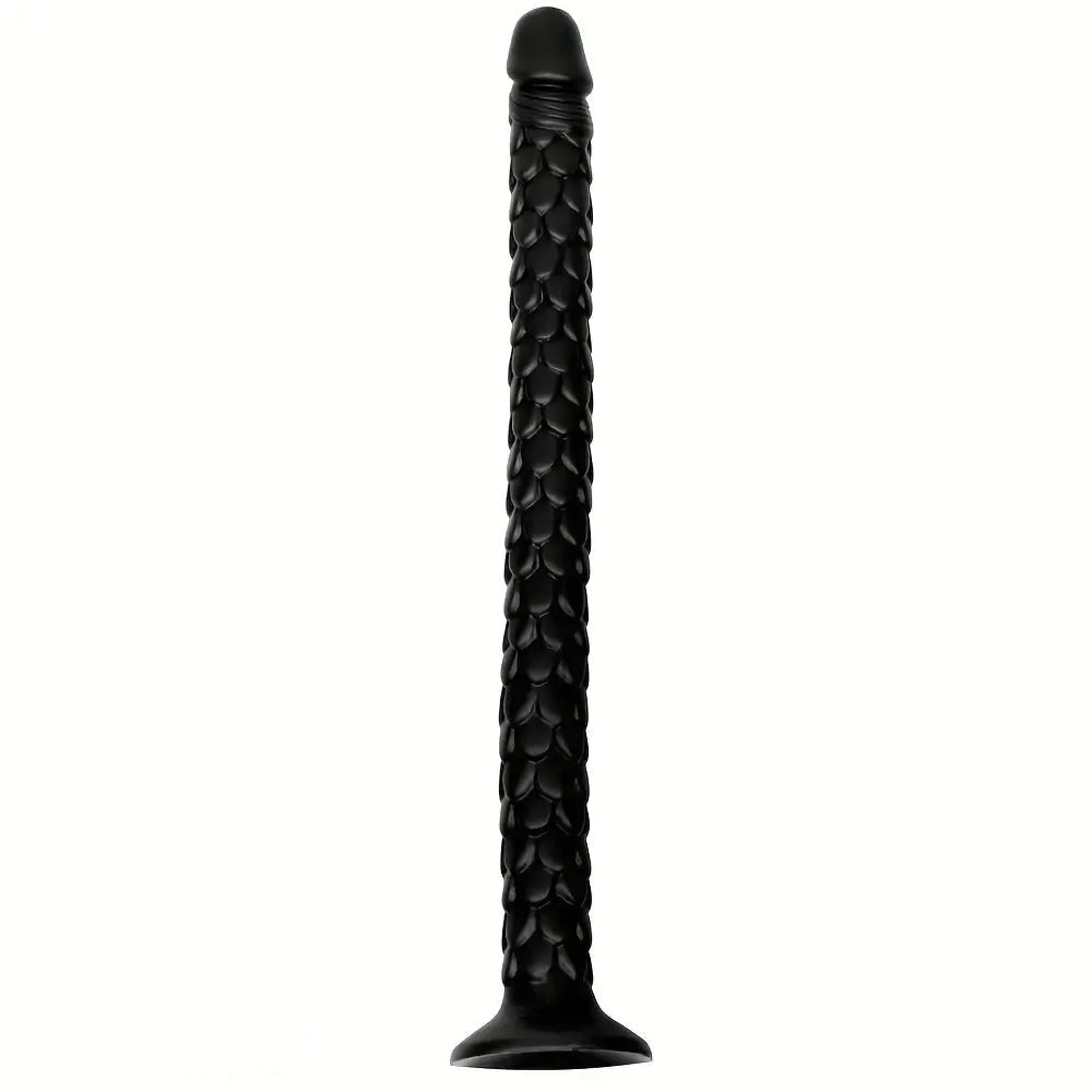 Black dragon scale textured silicone fantasy dildo