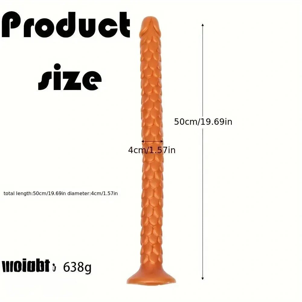 Gold dragon scale textured silicone fantasy dildo