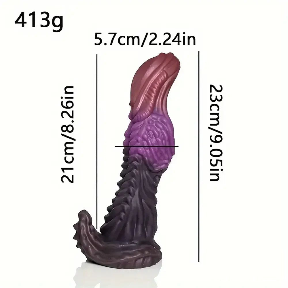 Multicolor dragon scale silicone fantasy dildo, photo 12